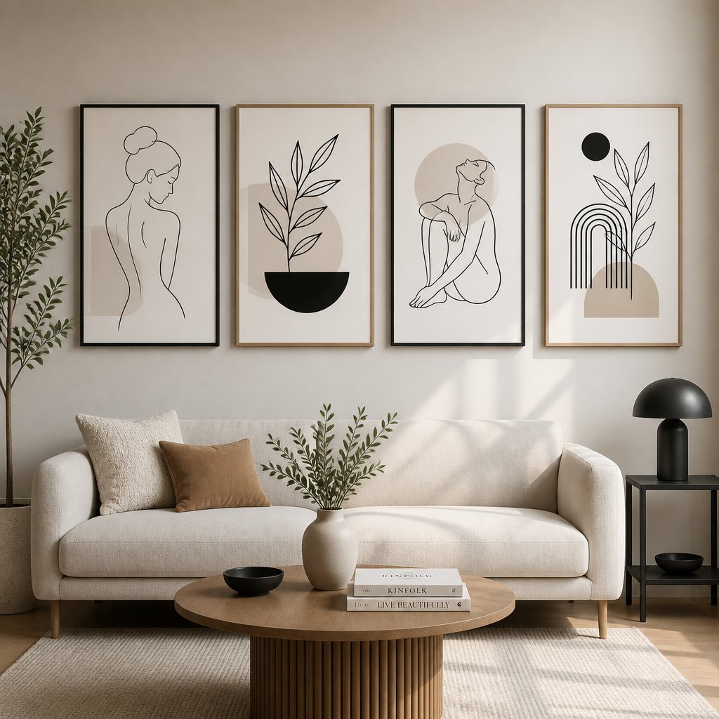 Line Art Wall Prints for Modern Interiors