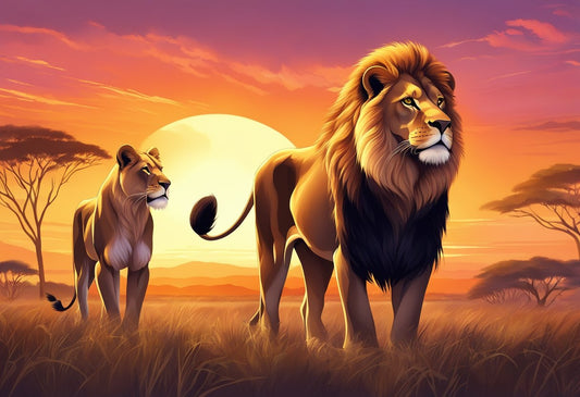 Lion and Lioness Wall Art: Elevate Your Space with Majestic Wildlife Decor