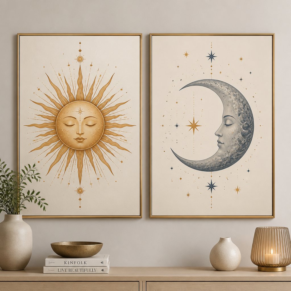 Sun and Moon Wall Prints for Balanced Decor