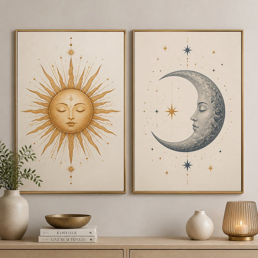 Sun and Moon Wall Prints for Balanced Decor