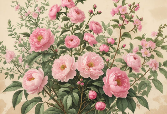 Vintage Pink Botanical Print: A Timeless Design for Classic Decor